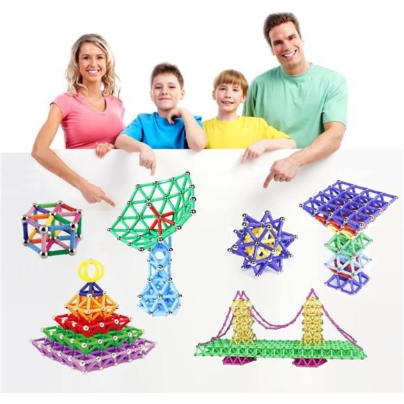 130 Piece -Magnetic Building Sticks Building Blocks Set, Magnet Educational Toys - Picture 7 of 7
